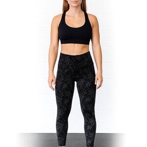 Intro Tummy Control Leggings Black M Floral Stretch Slim Yoga